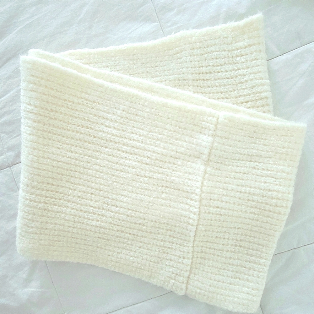 Cream White, Knitted, Wrap Scarf